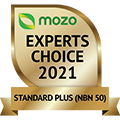 Award logo for winning Mozo Experts Choice Award for Standard Plus Broadband in 2021