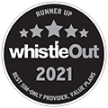 Award logo for runner up of Whistle Out Best Sim Only Provider Value Plus Award for 2021