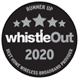 Award logo for Runner Up Whistle Out Best Home Wireless Broadband Provider Award for 2020